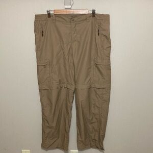 Women’s REI Nylon cargo convertible pants, size 16P, tan brown, UPF 50+ shorts